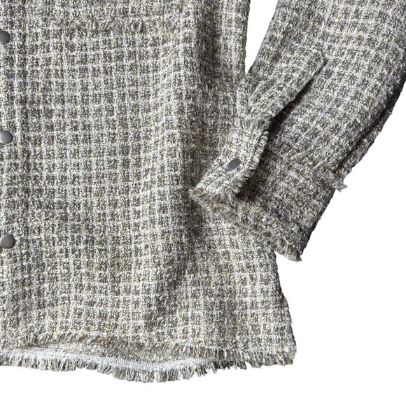 Forever 21 Metallic Bouclé Frayed Shirt Y2K Button-Up – Size M - Picture 6 of 13